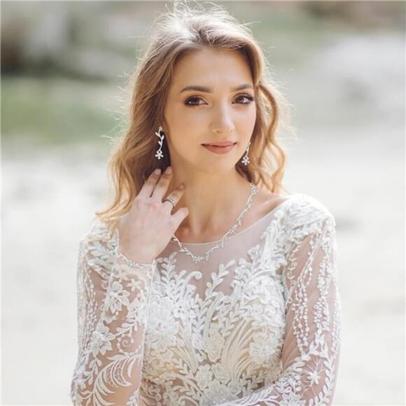 3 Piece Bridal Jewelry Set Crystal Necklace Earrings Bracelet Wedding Rhinestone - Picture 7 of 8